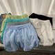 White gray sports shorts for women in summer loose wide-leg pants thin solid color high waist casual home a-line hot pants