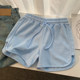 White gray sports shorts for women in summer loose wide-leg pants thin solid color high waist casual home a-line hot pants
