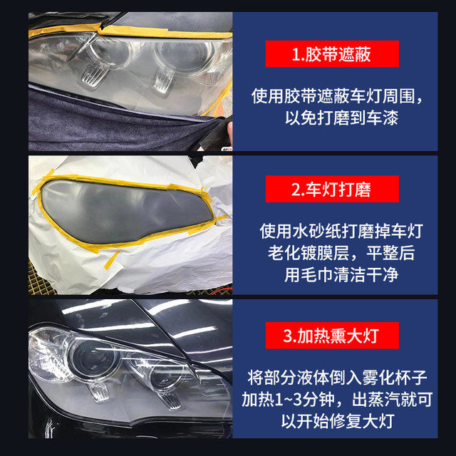 Car headlight refurbishment repair fluid tool set car headlight scratches and yellowing cleaning lampshade quick-brightening coating polish