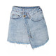 Spot KSUBI high waist light blue cotton asymmetrical breasted slim high legs long wrap mini denim skirt
