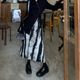 Large size ink printing A-line skirt for women in spring and summer long flesh-covering and slimming skirt for retro chiffon long skirt