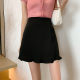 Black large size lotus edge A -line short skirt fat MM is thin high waist bag hip skirt summer new versatile skirt female female