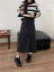 Fat mm woolen pleated skirt long autumn and winter thick large size irregular A-line skirt for women slim and versatile long skirt
