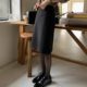 Black temperament commuting versatile one-step skirt woolen skirt mid-length skirt mid-skirt hip small A autumn and winter women