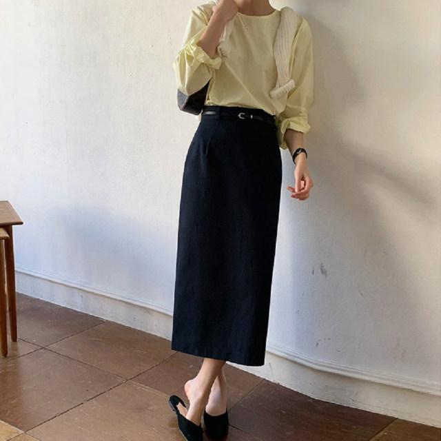 High-end high-waist suit skirt, large-size skirt, autumn and winter small mid-length commuting and slim long skirt for women new style

