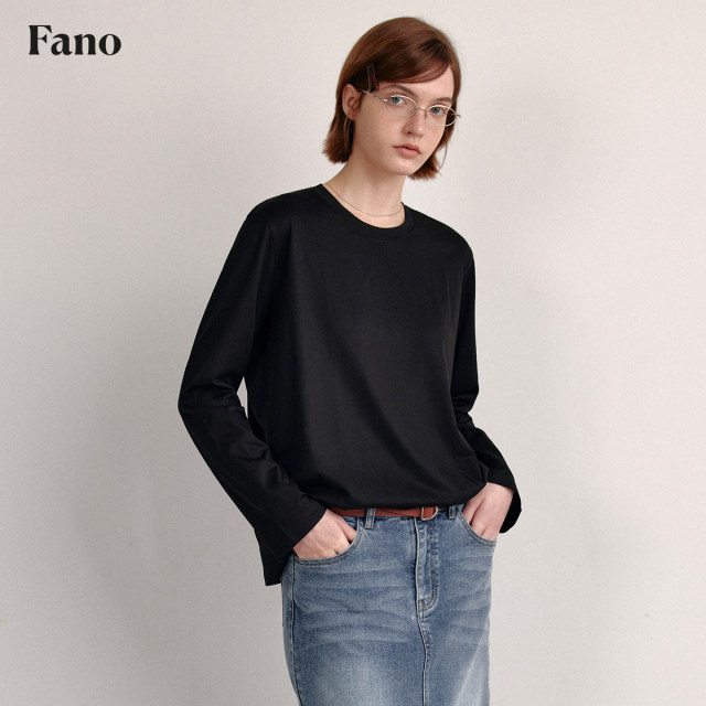 Fan Luo Fano versatile loose round neck cool long-sleeved T-shirt for women