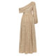 dress2024 European and American new sexy one-shoulder long-sleeved model sequin slim fit off-shoulder high-end