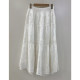 2025 spring and summer new linen white skirt for women with heavy industry embroidered zipper waist mid-length sweet fairy-like versatile