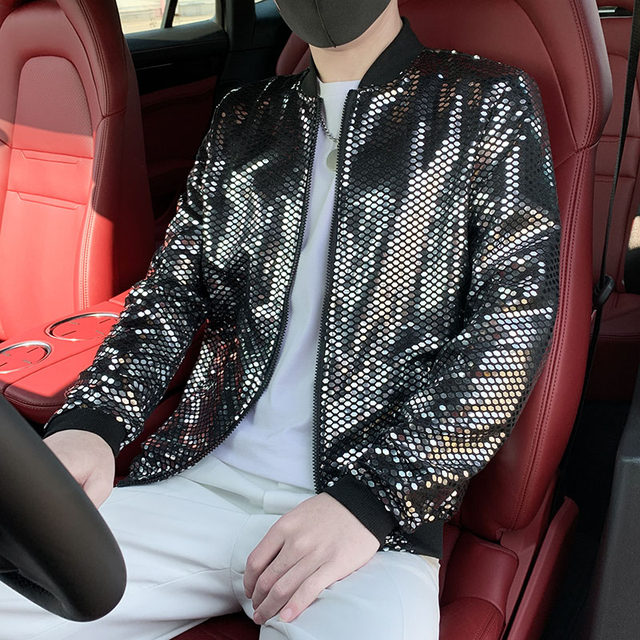 Nightclub DJ stage performance shiny jacket for men 2025 new trend ...
