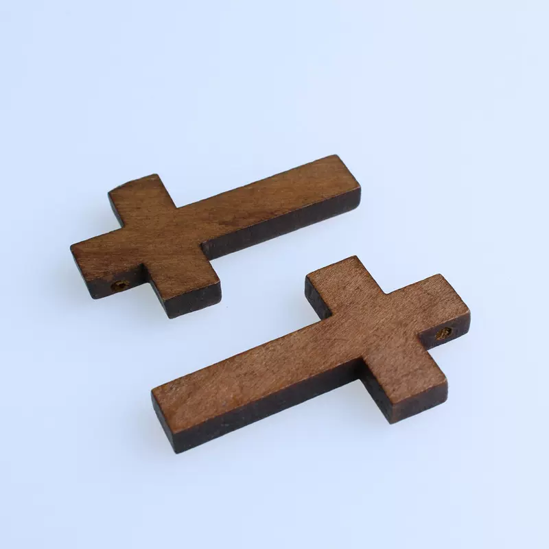 复古木头十字架实木散珠木珠木片手工项链挂件diy饰品配件材料 Taobao