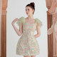 Vietnamese niche Qtran 2023 New Fresh Fresh Fresh Flower Flower Thin Gauze Lotus Leaves Sleeve Sleeping
