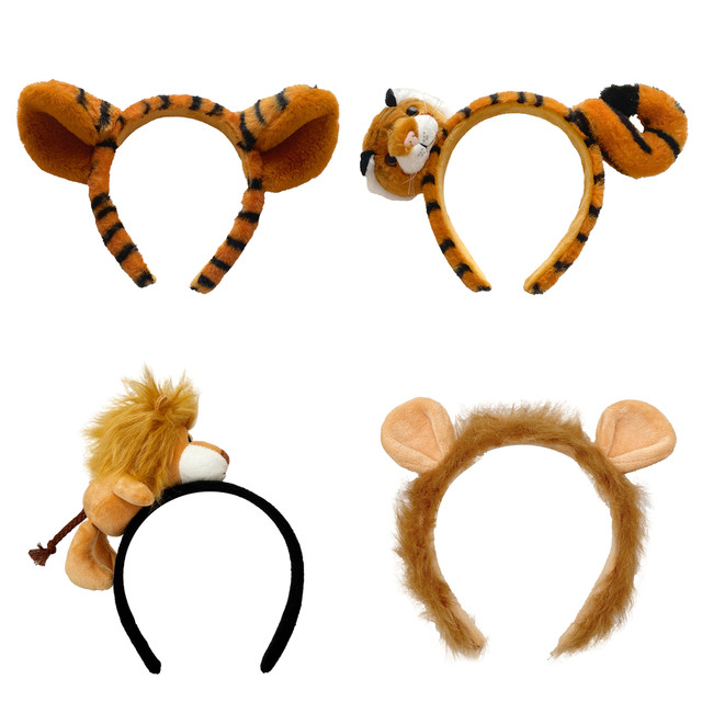 Cute cartoon stuffed animal headband pony cat headband rabbit monkey lion tiger headdress funny hair card