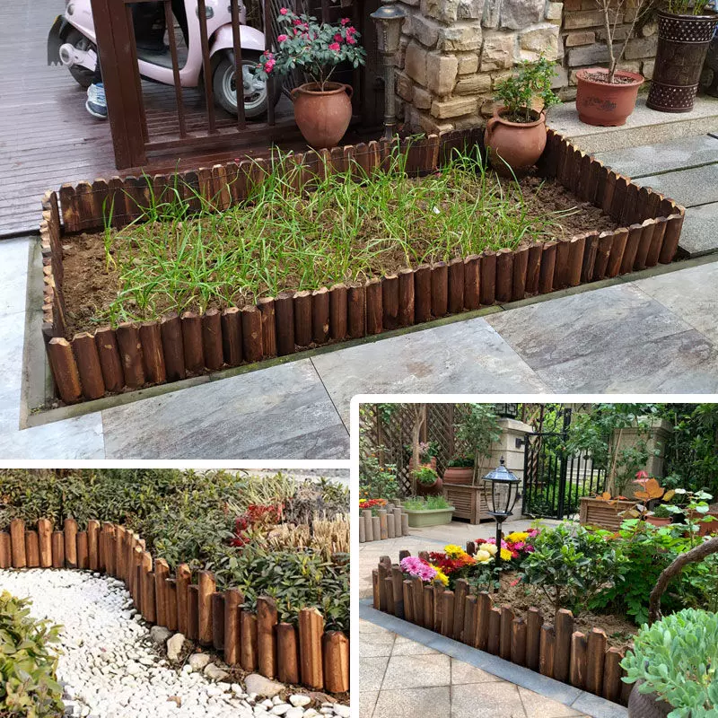 户外庭院碳化防腐木栅栏实木花坛围栏篱笆花园木制护栏小院子