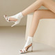 Open toe sandals for women summer hollow jazz dance high heels square toe fish mouth sandals heels dance shoes large size