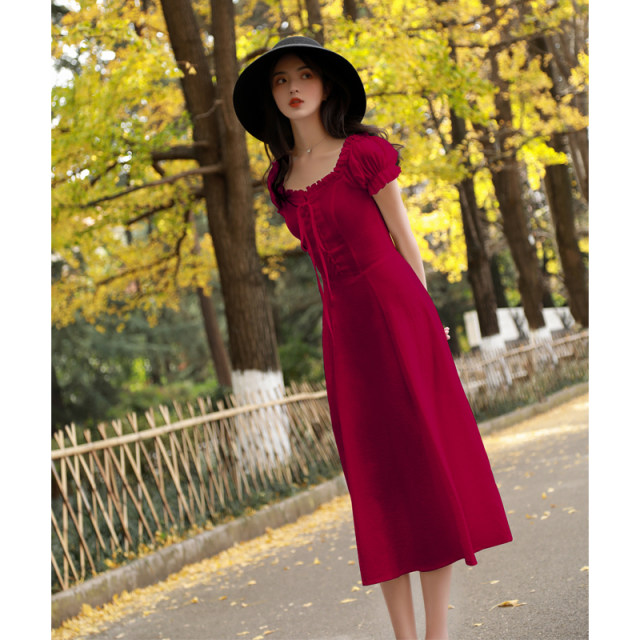 French retro floral Platycodon grandiflorum skirt, knee length skirt  3857 main image 1