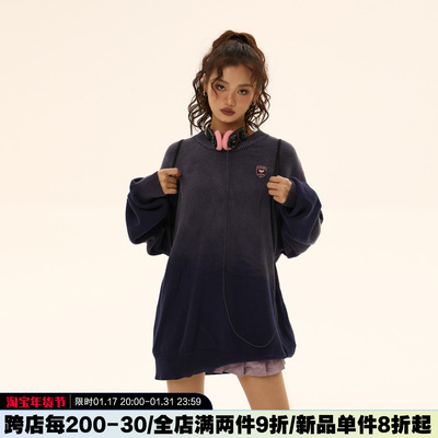 taobao agent Genuine design retro knitted scarf, demi-season sweater, American style, gradient, round collar
