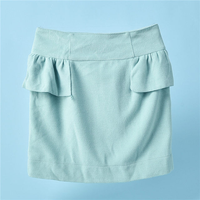 104 Pure color ruffled skirt 71289 High -waisted slimming after the zipper spring and autumn temperament versatile hip skirt
