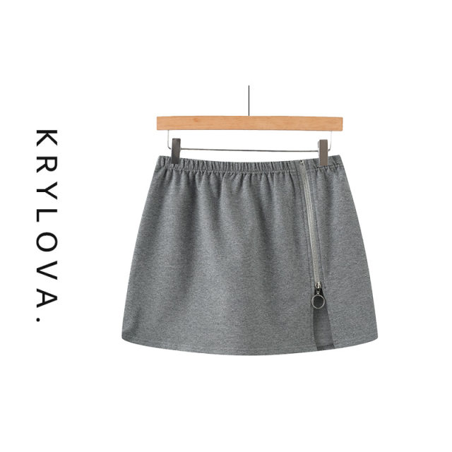 Spring cotton one-piece zipper small butt curtain sweatshirt skirt slit yoga sports running cover strap base elastic skirt
