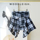 New summer original plaid irregular short skirt sports strap elastic A-line fake two-piece skirt