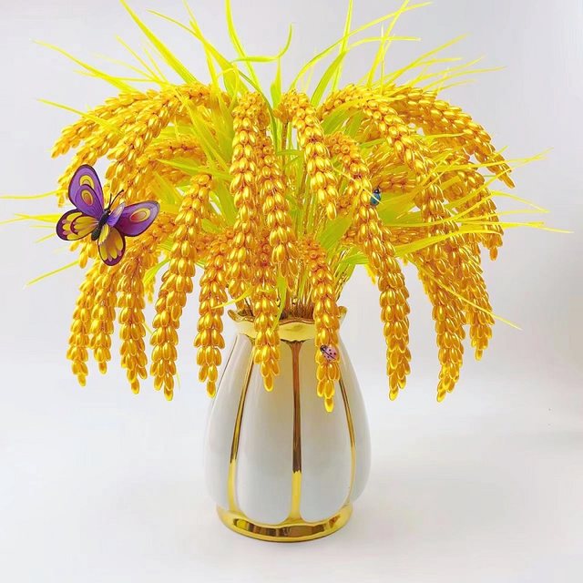 Earlier and wheat ears of the rice grain material bag handmade ornamental beam decoration DIY beaded woven bouquet
