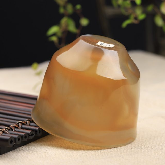 Pure natural fine Brazilian jade agate cup folding waist cup tea cup tea set wine glass ornaments universal pure handmade fine sculpture