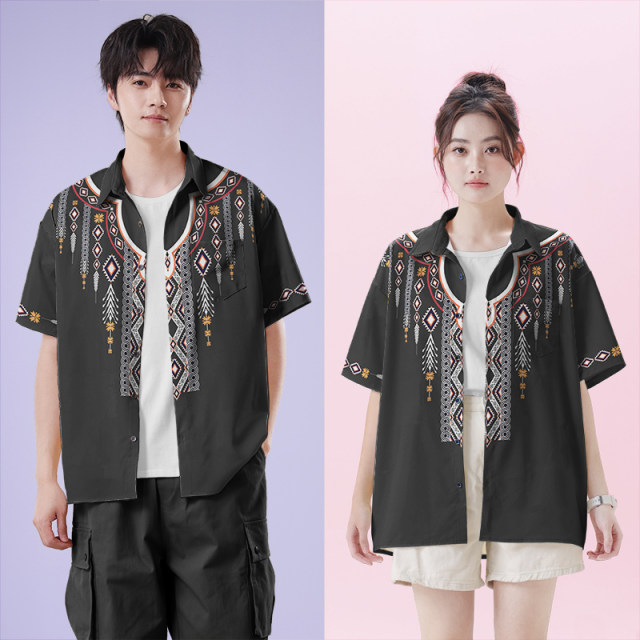 National trend retro ethnic style Miao Tibetan totem culture large-size short-sleeved shirt men's and women's clothing 17 designs without boundaries