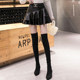 INS ultra -fire leather skirt ruffled high -waist skirt female autumn and winter pleated panton skirt anti -light A -line PU leather skirt