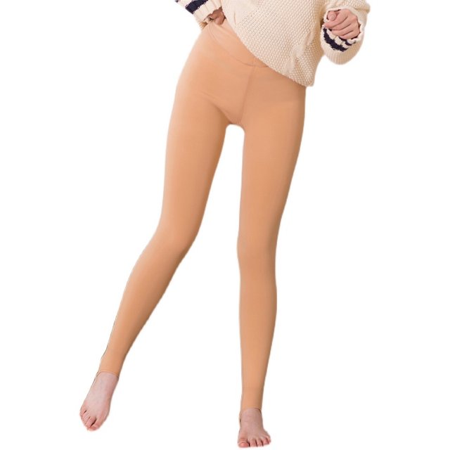 Winter ultra-thick red pepper flesh-colored leggings for women with ...
