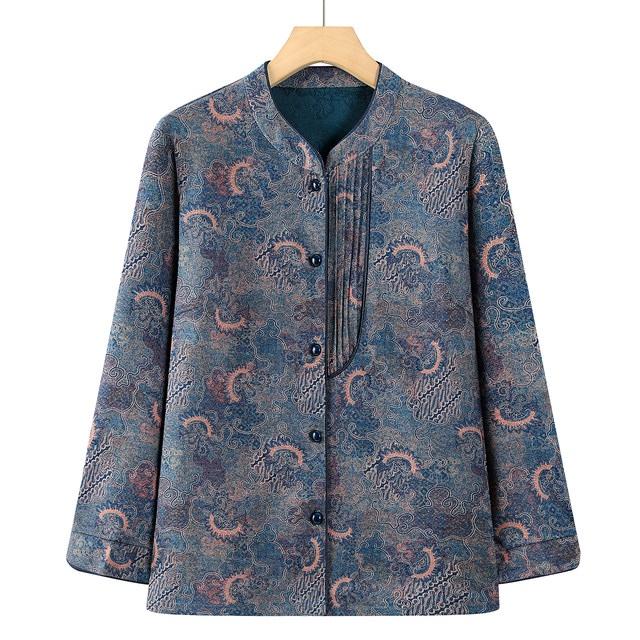 Elderly autumn clothes long-sleeved shirt grandma loose spring and autumn style mother thin coat 60 years old 70 old lady shirt