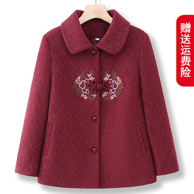 Elderly autumn and winter women's clothing plus velvet jacket 70 -year -old 80 mother pretend to be old lady Tangnian grandma spring autumn hair top
