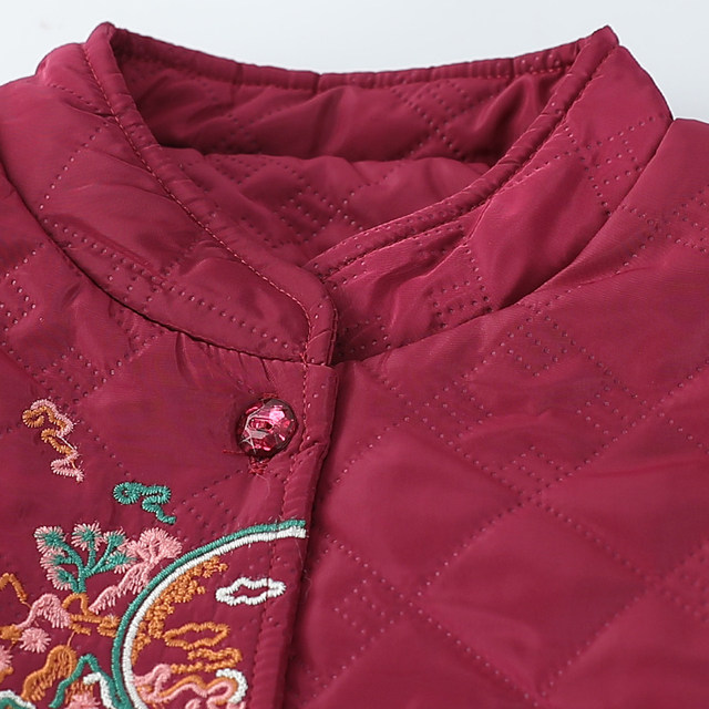 Winter clothes for middle-aged and elderly women, grandmothers with thin inner sleeves, 70-year-old and 80-year-old mothers, winter embroidered small cotton coats for outer wear
