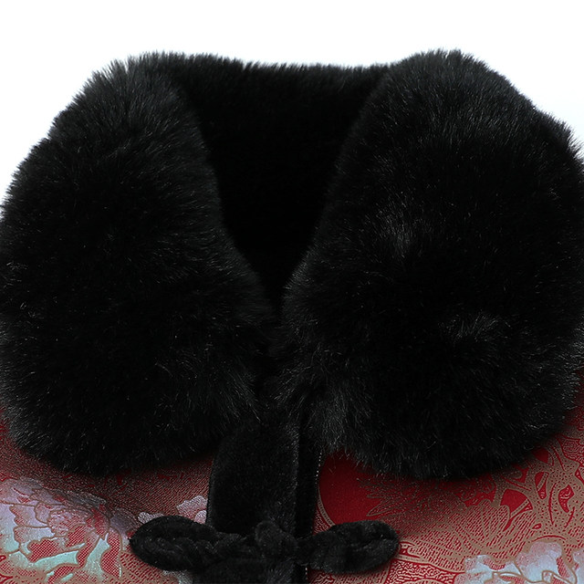 Grandma's winter jacket new jacket Middle -aged and elderly fur all -in -one coat female mothers wear noble elderly hair collar cotton jackets
