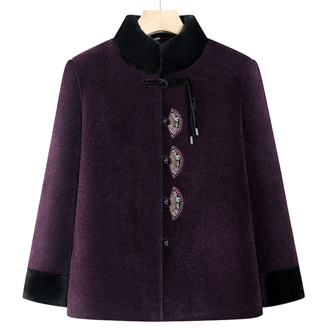 Grandma's winter clothes cotton coat, middle-aged and elderly cotton clothes, mother's cotton jacket, plus velvet thickened jacket, old lady's large-size clothes
