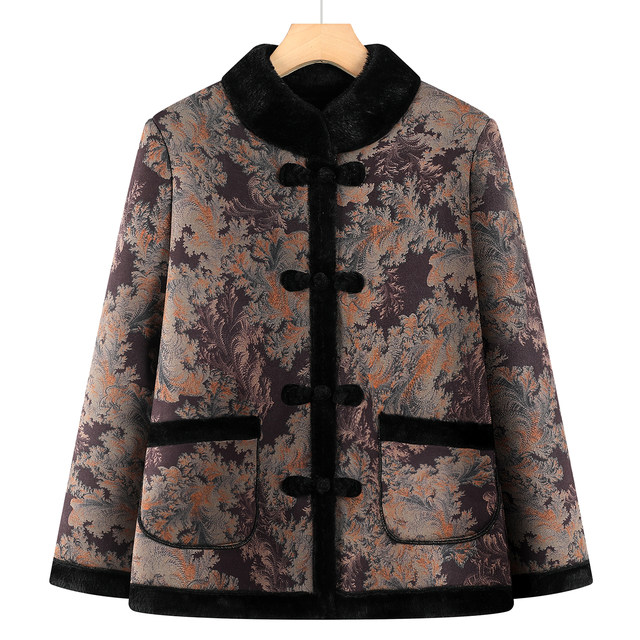 Grandma's winter cotton coat, middle-aged and elderly women's fur all-in-one mother's high-end new warm clothes for the elderly and ladies