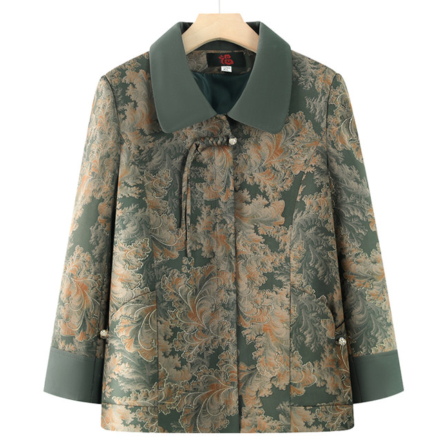 Middle-aged and elderly people spring jacket women's Chinese style thin grandma fashionable top mother lapel old lady spring and autumn clothes