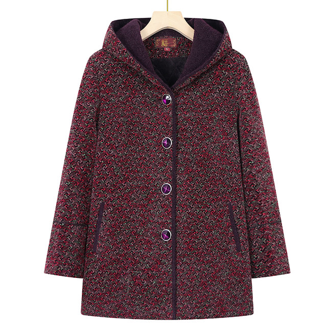 Mom imitation mink velvet jacket Elderly, winter dress, grandmother, long coat, thick noble old man hooded coat