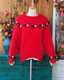 Vitality girl Japanese sweet candy beans lotus leaf collar long mohair women loose red sweater pullover