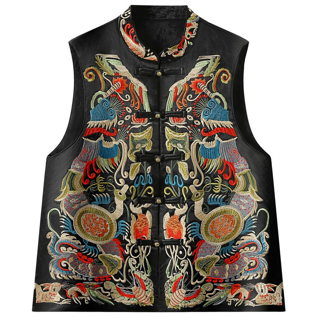 National style vest heavy industry embroidered vest 2025 spring and autumn new Chinese style retro national trend buckle top vest jacket