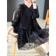 Baoshili Yuanling fake two-piece knitted spliced ​​jacquard dress 2025 spring new long-sleeved slim midi skirt