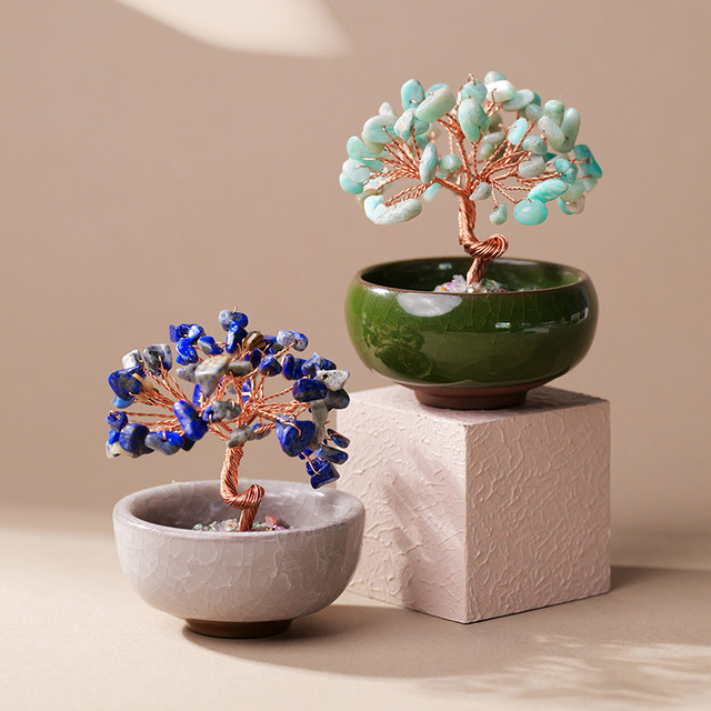 Natural gravel raw stone citrine tree ornaments office desktop money tree home decoration housewarming gift for colleagues