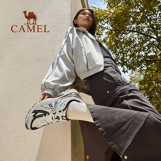 Camel aperture sneakers for women's retro jogging shoes 2025 spring and summer new men's and women's shoes mesh breathable running shoes