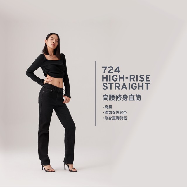 Levi's Women's 724 High Waist Slim Straight American Simple Retro Cleanfit Jeans