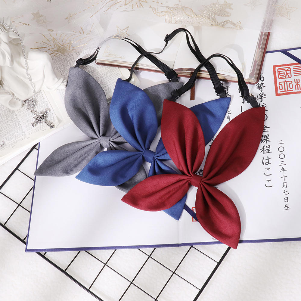 樱花家族包邮 酒红色纯色金鱼草结大领结 jk水手服制服延长带小物