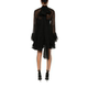 Women's silk long sleeves micro perspective micro perspective ruffled flared sleeve pleated high-end dress spring and summer new products