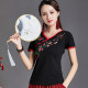 Ethnic style short-sleeved top for women in summer new Chinese style slim large-size embroidered half-sleeved women's T-shirt v-neck shirt
