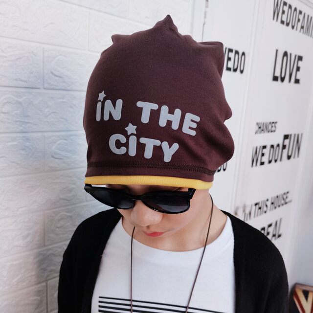 Children's pullover hat for boys and girls in spring and autumn winter pure cotton cloth double layer thin thick velvet head piled with ear protection trendy hat