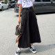 2025 summer new large-size skirt workwear multi-pocket a-line skirt mid-length high-waisted slim big hem skirt