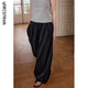 UNR2025 spring and summer new white/black elastic waist comfortable and adjustable casual trousers