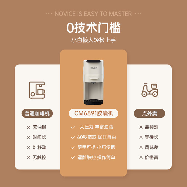 ZZUOM Capsule Coffee Machine Home Fully Automatic Small Italian Concentrated Office Desktop Intelligent 6981