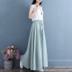 Spring and summer cotton, linen, elegant loose large size A -line large skirt women's skirt literary retro new fairy middle long skirt